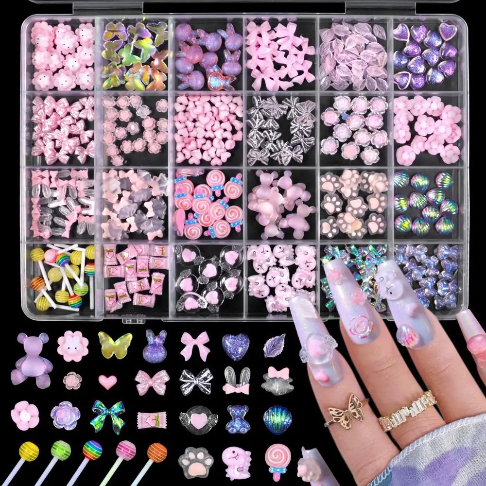 

New Mix Colors Nail Art Decorations Lollipop Bead Flowers Candy 3D Resin Nail Charms Cartoon Nail Accessories DIY Manicure