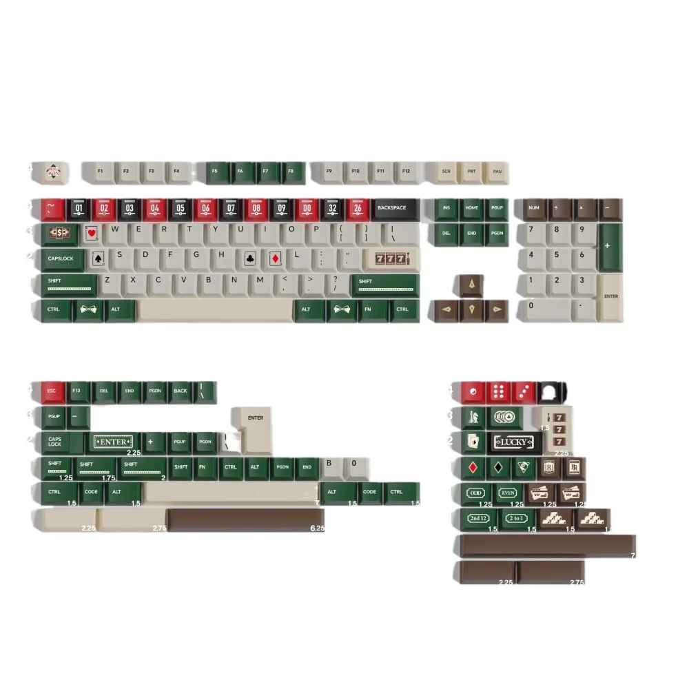 Casino Theme Keycap Set 146 Keys Custom Retro Keyboard Cap PBT Cherry Profile KeyCap for Mechanical Keyboard Accessories Gifts