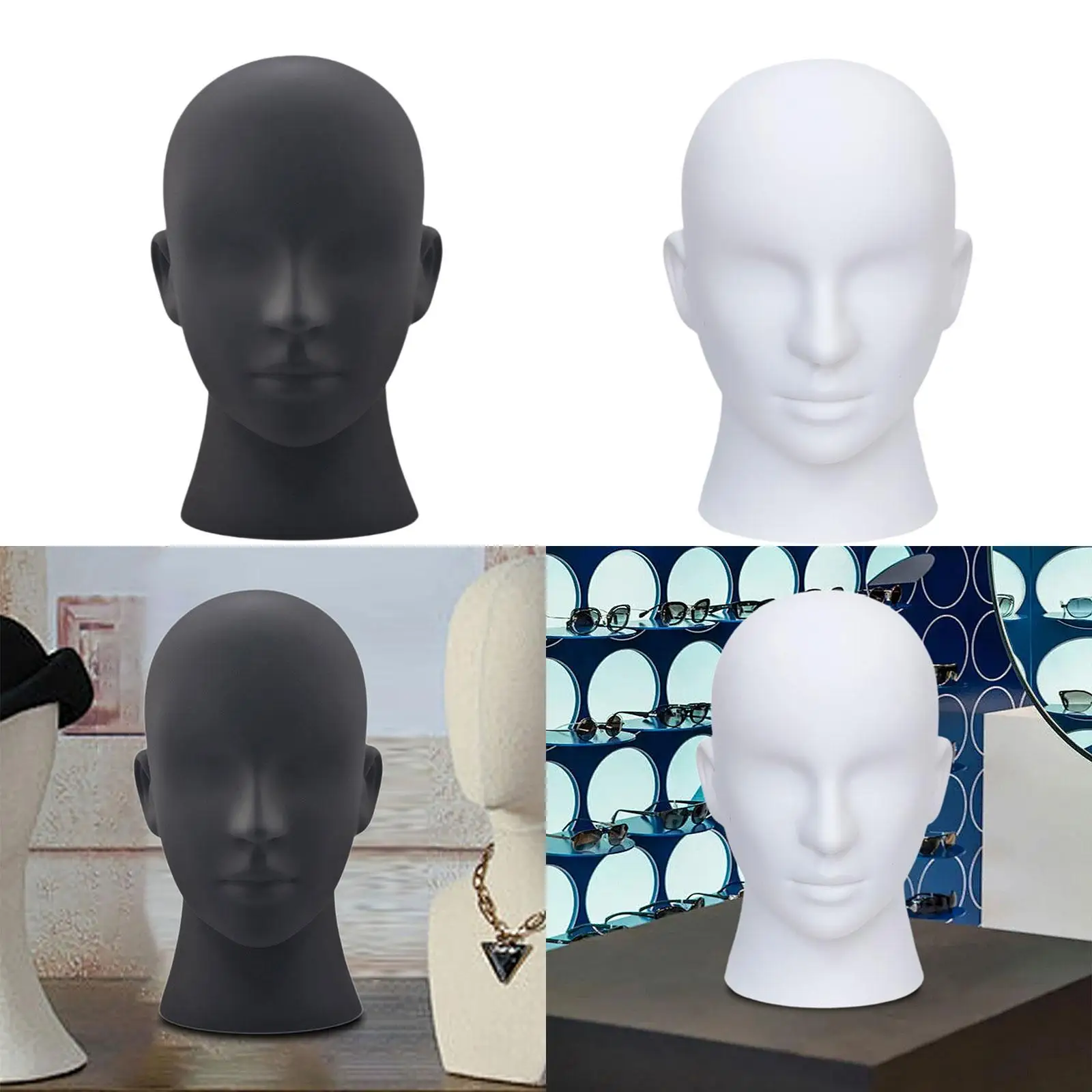 Mannequin Head Wigs Stand Home Decor Hat Holder Display Wigs Display Holder for Sunglasses Barbershop Headset Jewelry Hairpieces