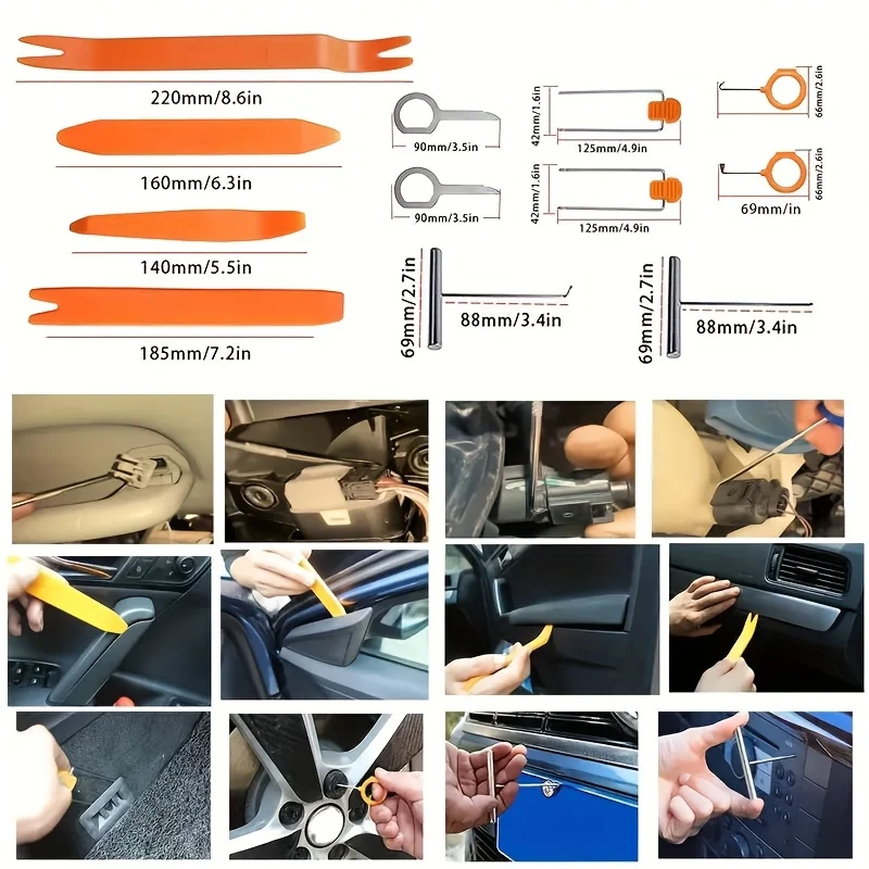 725pcs Automotive Fastener Clip Body Push Pin Rivet Bumper Door Trim Panel Fastener Kit Car Disassembly Tool, Emergency Preparedness Supplies Car Emergency Kit, Roadside Safety Tool Kit with Gloves, First Aid Kit, 12-Foot Jumper Cables, Tow Strap view 4