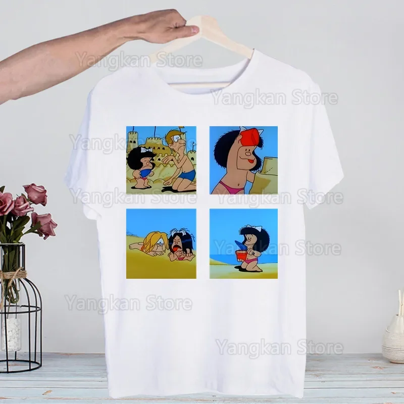 

Mafalda Мужская и женская футболка Топы с круглым вырезом Мягкая футболка с рисунком аниме Манга Футболка Одежда Футболка