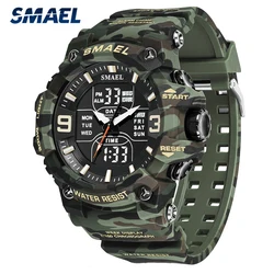 2023 NEW SMAEL Brand Watches For Men Silicone Strap Chronograph Digital Quartz Wristwatches Fashion Luminous Waterproof Clock