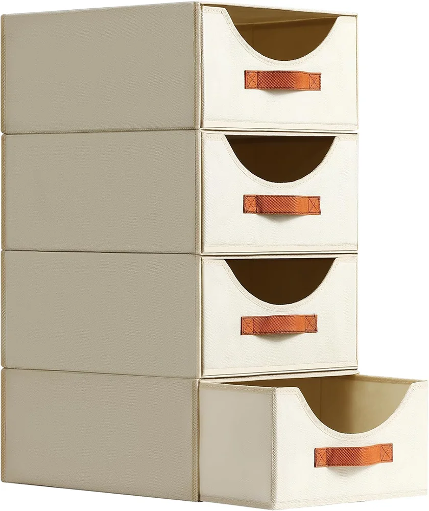 

Convenient Access Pull-Out Closet Organizer Curved Opening Large Rectangular Linen Storage Bins Foldable Design Easy Stack