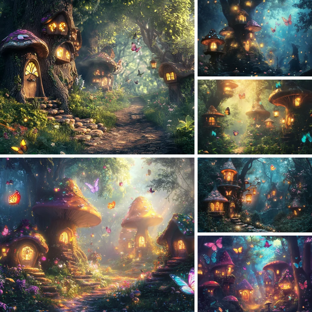 

Enchanted Garden Photography‌ Backdrop Supplies Fairy Tale Forest Background Party Decorations Baby Shower Photo Shoot Props