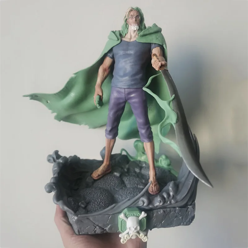 28cm Anime One Piece Figure GK Silvers Rayleigh Action Figure The Grandline Men Luffy Master Silvers Rayleigh PVC Model Toy Gift