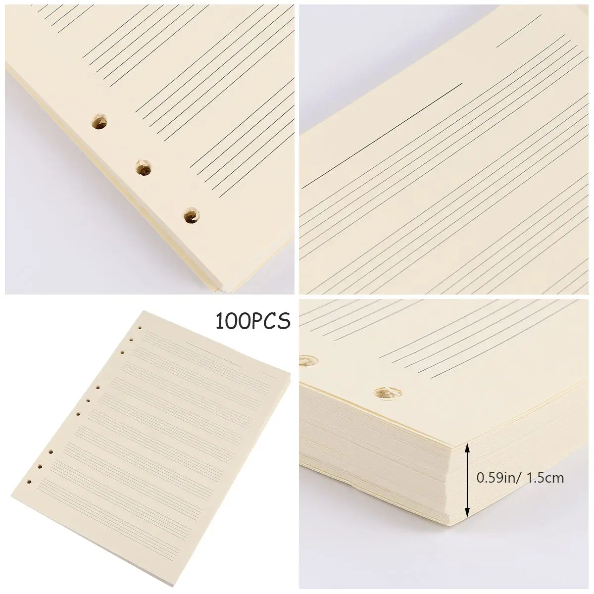 100 Sheets Five-Line Manuscript Refill Paper Notebook Music Writing 3mm Line Spacing Smooth Loose Leaf Staff Beginner