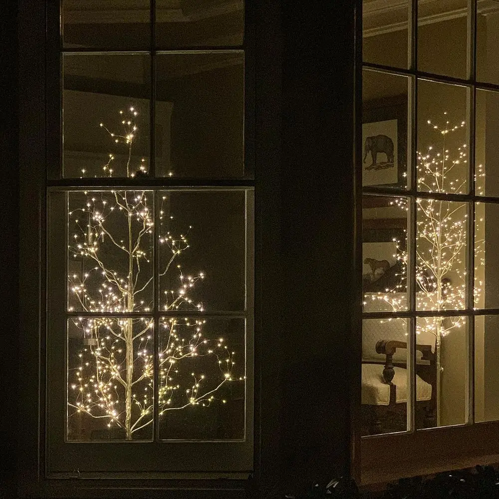 شجرة LED مضاءة بالنجوم بطول 5 أقدام مع أضواء ملاك بيضاء دافئة، فضي، مثالية للمنزل والعطلات والمناسبات #3