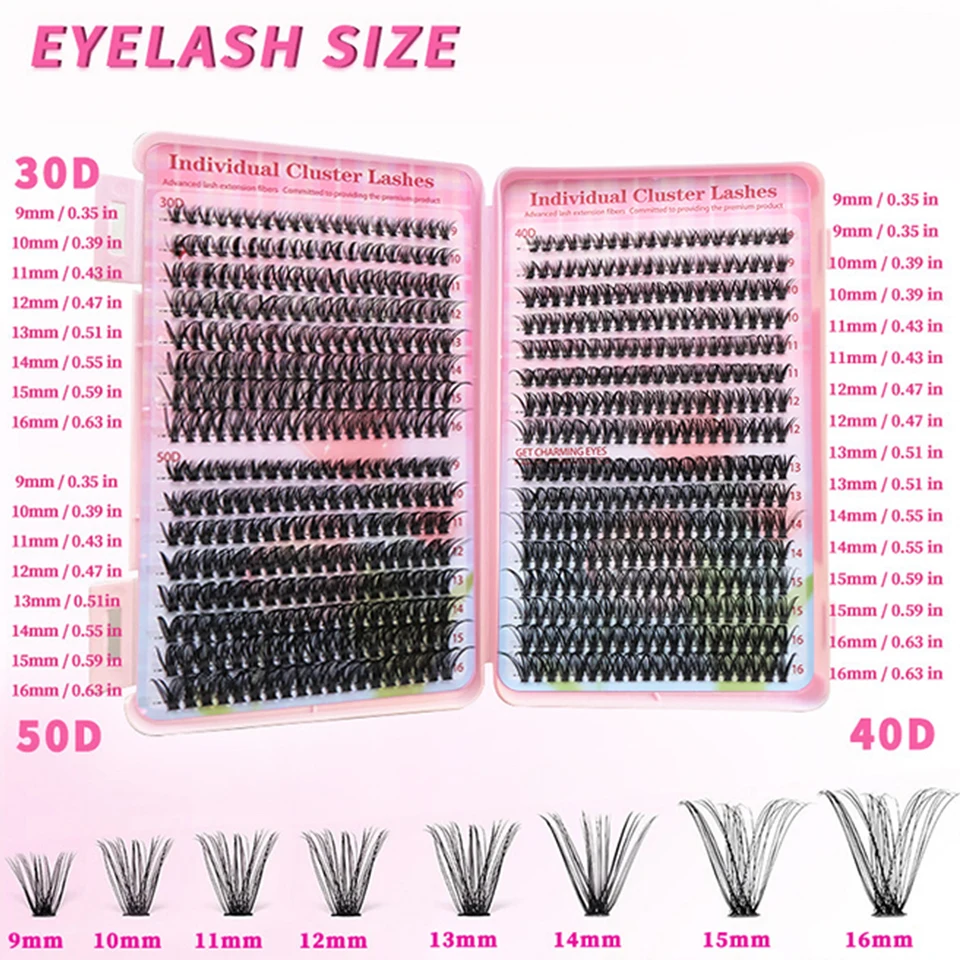 640 Fans Clusters DIY Eyelashes Extensions Soft Natural Premade Volume 30D 40D 50D Individual Lashes With Tweezers Makeup Cilios