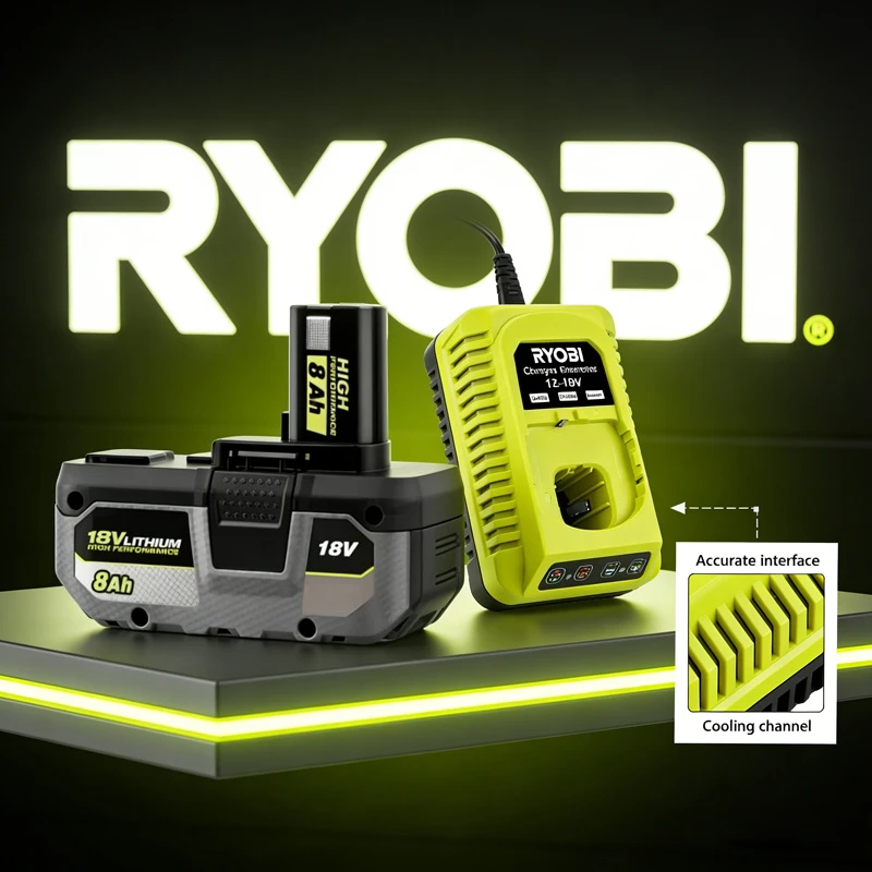 

For RYOBI ONE+high-performance Lithium ion Battery,18V 8.0Ah Low Self Discharge Suitable Power-driven Tools P107 P108 RB18L50