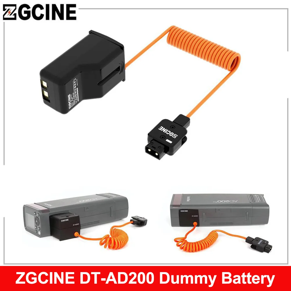 ZGCINE DT-AD200 D-Tap Dummy Battery for Godox AD200/AD200Pro/AD300Pro/AD200Pro II flash light Power Cable(braided wire)