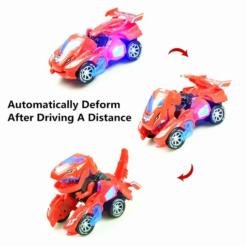 Dinosaur Deformation Car Toy Automatic Conversion Robot Model With Light Music Toy Car Suitable For Children Aged 3 And Above