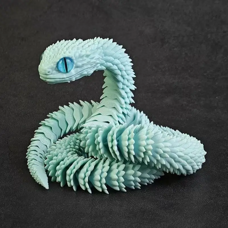 3D Printed Serpent Model Toys Ornament Kids Toys Realistic Animal Figures Multi-Jointed Movable Decorative Desktop Boys Gifts