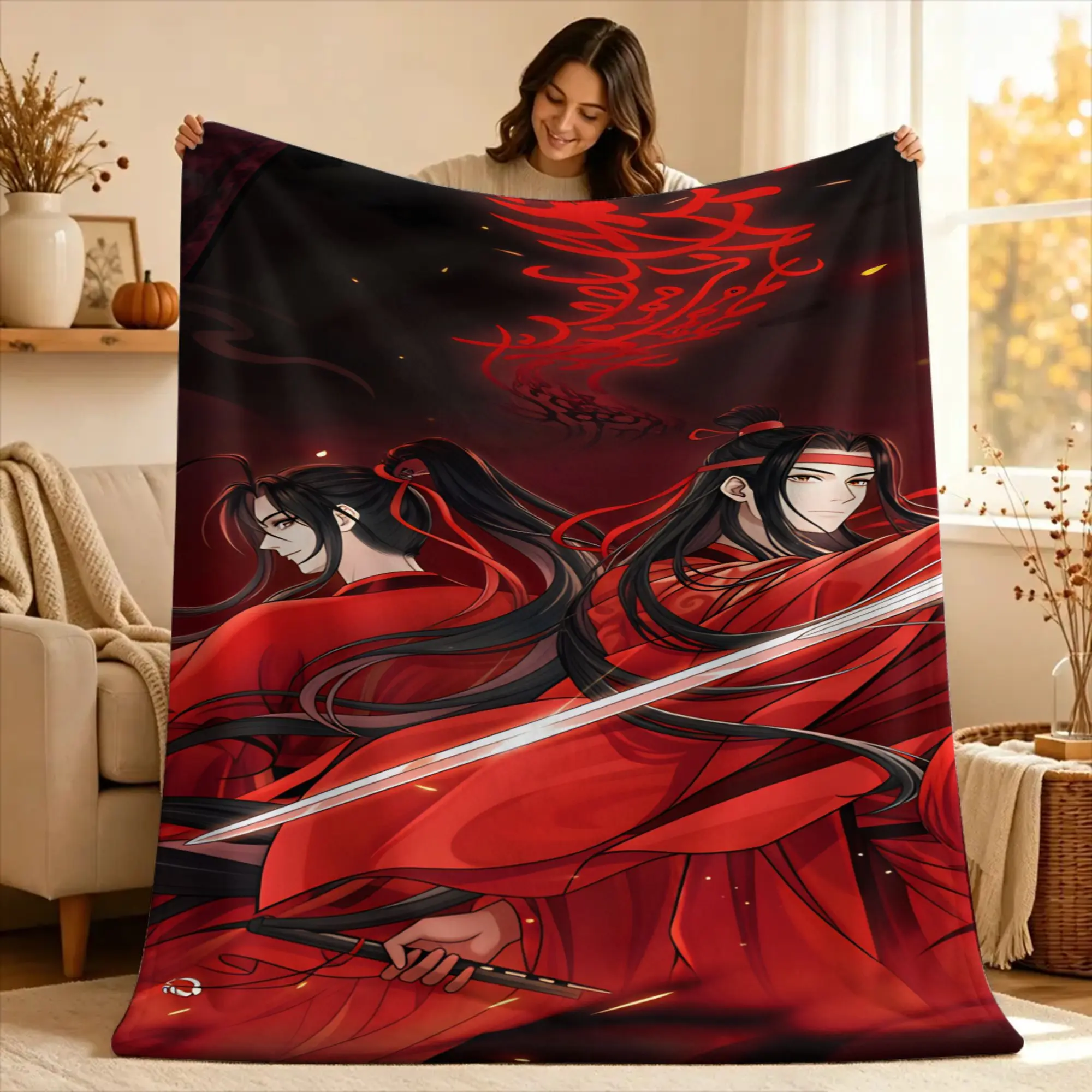 The Untamed Wang Yibo Wei Wuxian  Blanket  Soft Warm Street Trend For Home Decor Travel Office Flannel Bedspread Bed Cover