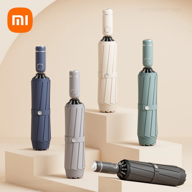 

XIAOMI 72 прочный прочный ветрозащитный автоматический складной сухой зонт, усиленный большой непромокаемый солнцезащитный зонт для женщин