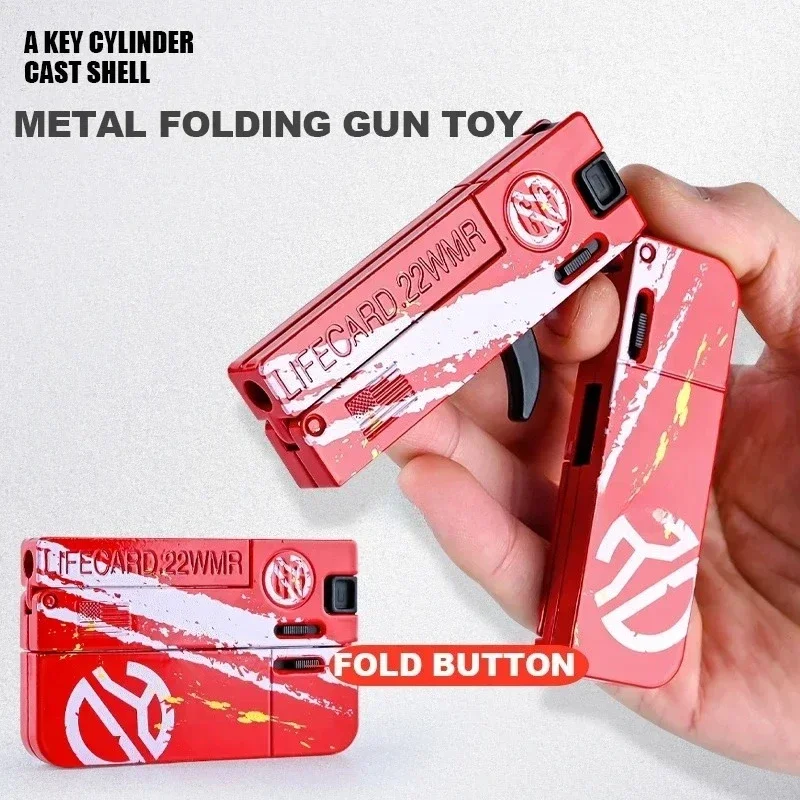 New Upgraded Lifecard Metal Folding Gun Toy for Kids Adult, Pistol Toys Gun With Soft Bullets Alloy Shooting Model For Adults