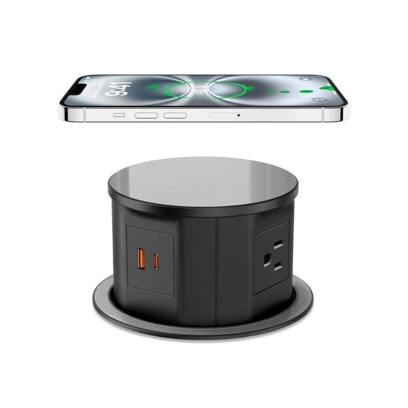 

Pop Up Outlet with 15W Wireless Charger 4 AC Outlets PD 20W USB Fast Charging 4.75 Inch Desk Grommet Power