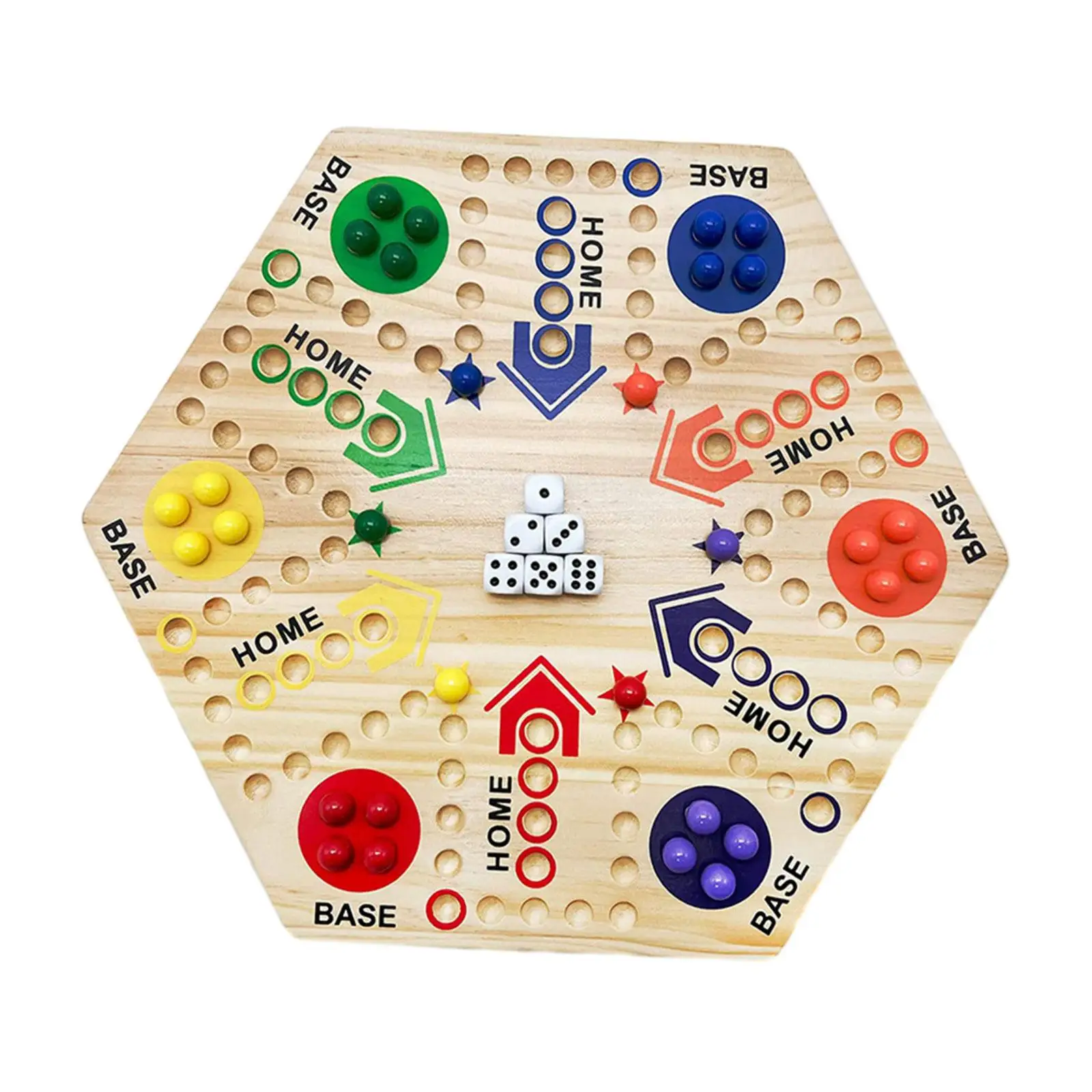 

Double Sided Marble Board Game Classic Portable 6 Dice 36 Marbles Playset Desktop Game for Party Adults Friends Family Game Kids