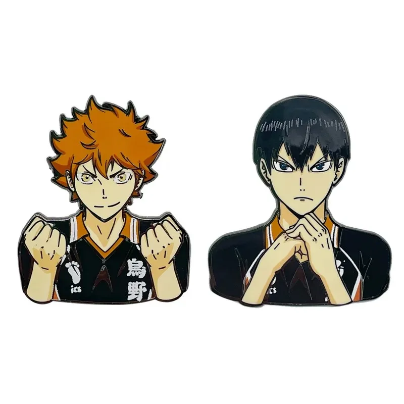 Cool Anime Haikyuu Shoyo Hinata Tobio Kageyama Enamel Metal Lapel Pins for Backpacks Brooches for Clothes Fashion Jewelry Gifts