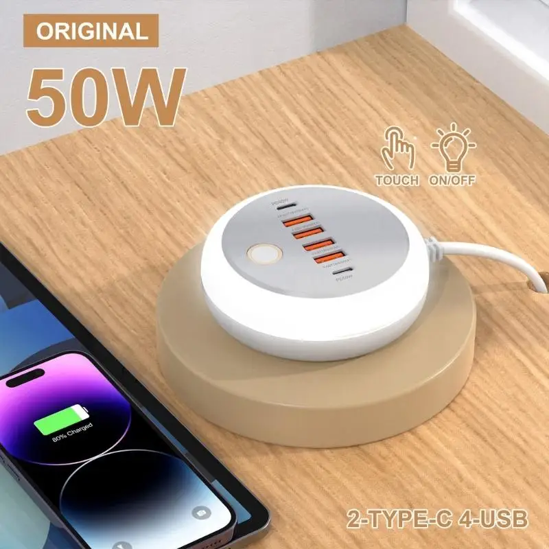 

L41E 50W Multiport USB -зарядка Тип C Тип C быстрая зарядка USB C Телефонная зарядка Адаптер USB Adapter 6 Port Adapter 6