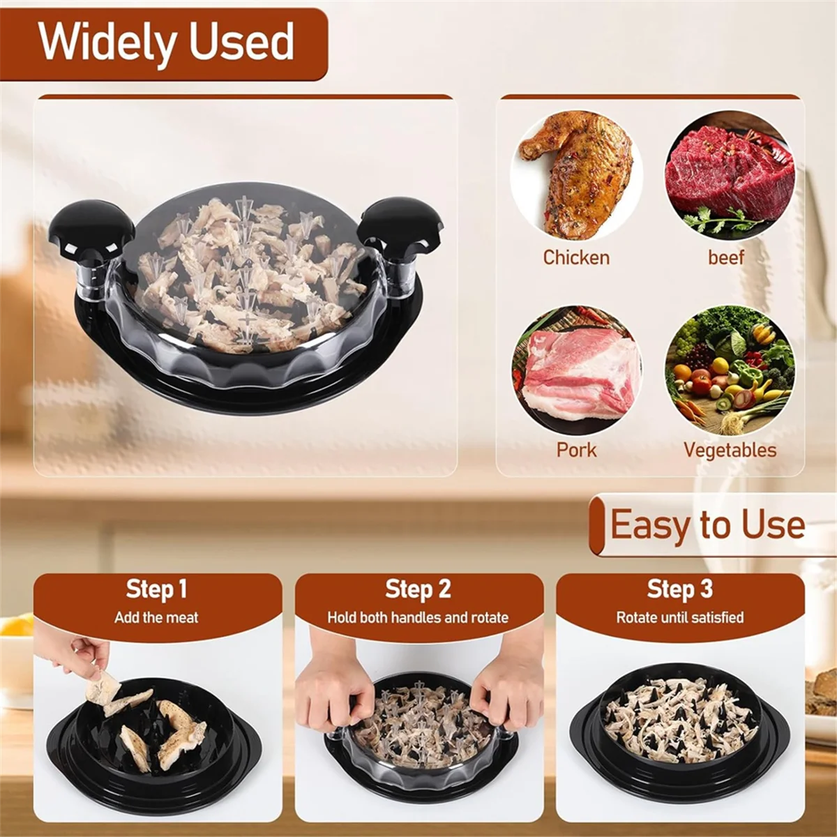 เครื่องหั่นไก่กรรไกรสำหรับทำอาหารเนื้อแบบมีด้ามจับและฐานกันลื่นเครื่องหั่นอกไก่