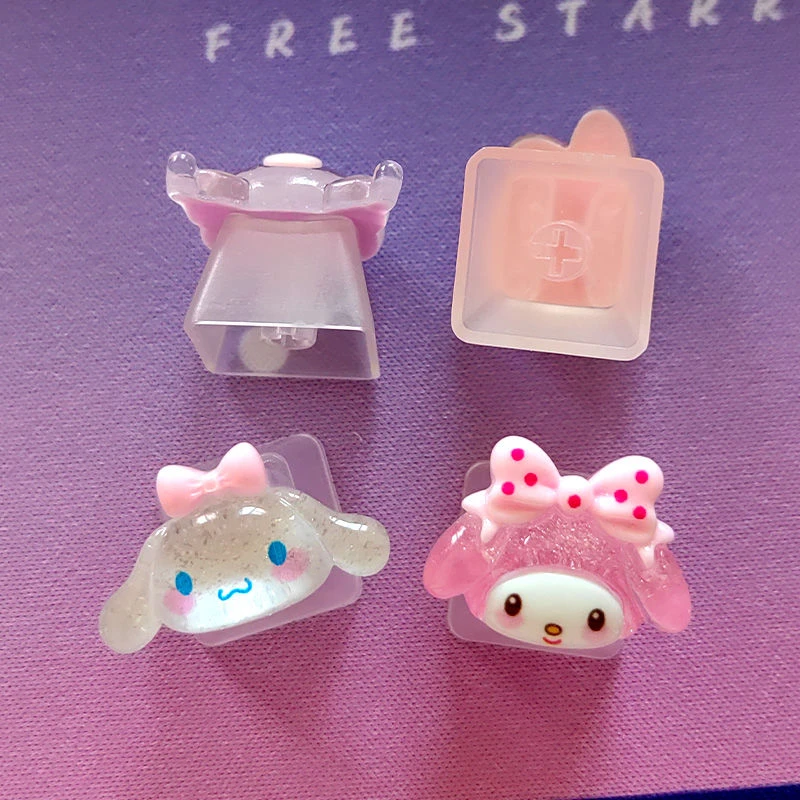 Diy Transparent Keycap for Cherry Axis Mechanical Keyboard Special Clear Base Cute Kuromi Keycap