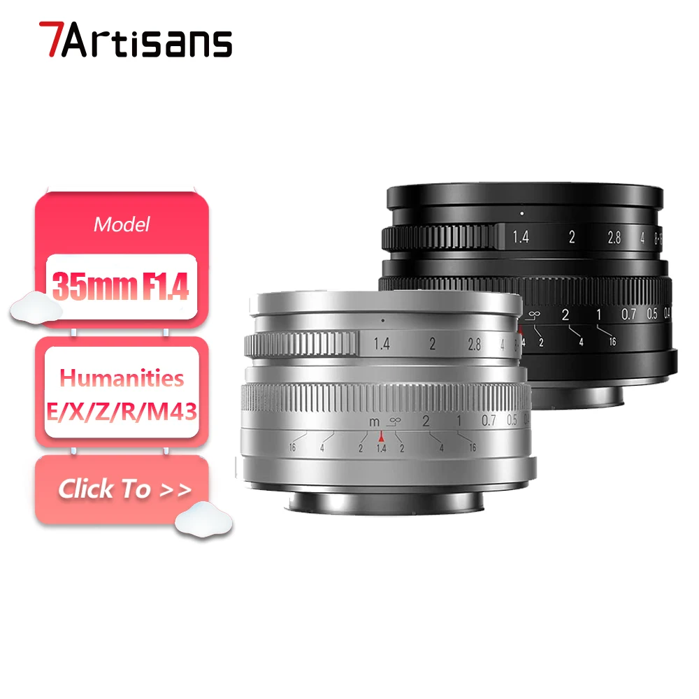 7artisans APS-C 35mm F1.4 Mark II Large Aperture Manual Focus Mirrorless Camera Lens for Humanities Photography with E X Z R M43