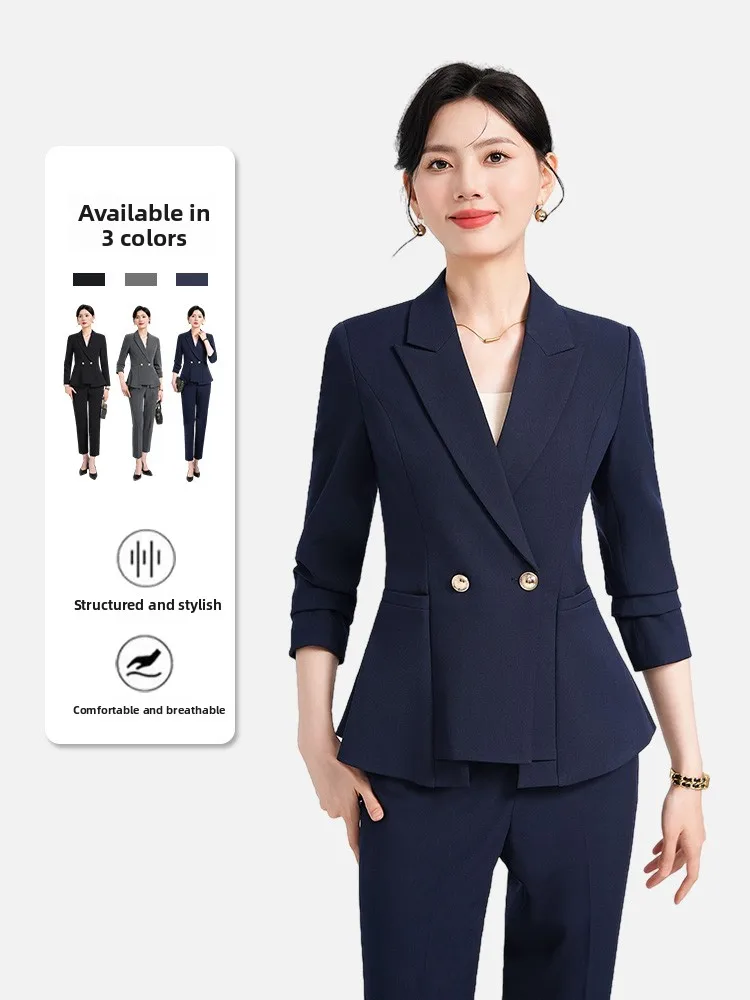 Olive Green Suit Set Women's Spring Autumn High-End Professional Jewelry Store Formal Workwear Hotel Manager Uniform