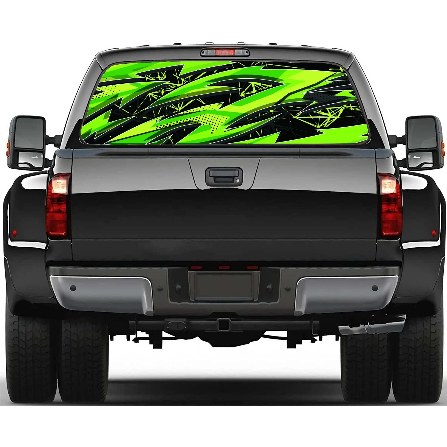 Green Irregular Arrow Print Car Rear Window Sticker Windshield Decal Truck Rear Window Decal Universal Perforated Vinyl Graphic