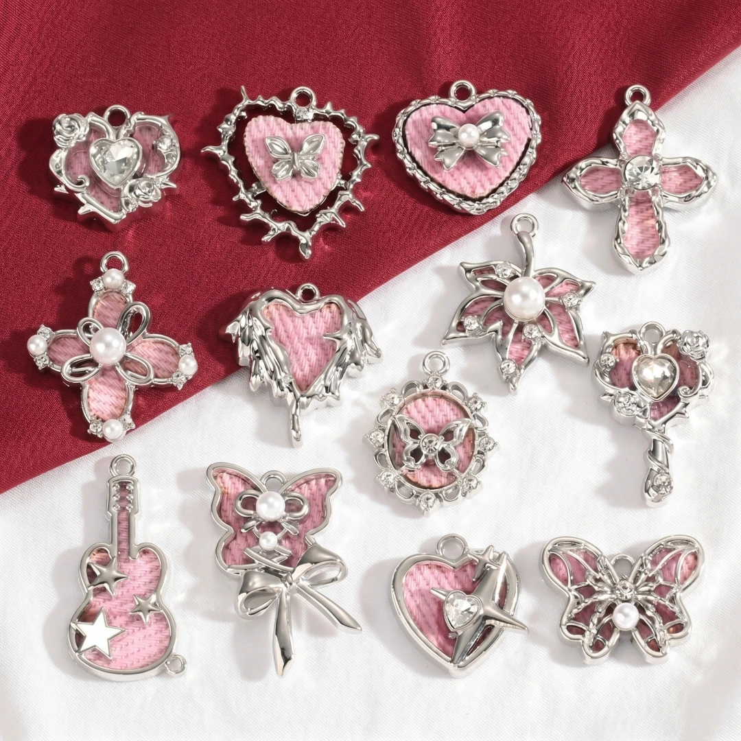 5개 믹스 핑크 Y2K 하트 에나멜 참 펜던트 DIY - Butterfly Pendant Necklace 리뷰 및 가격