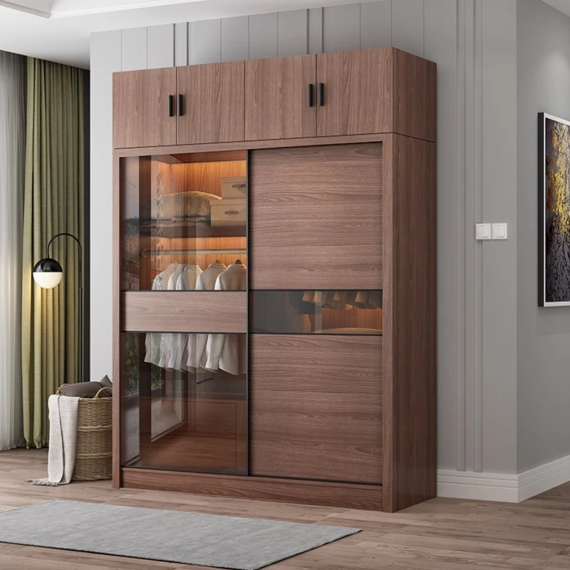 

Closet Nordic Wardrobe Clear Storage Aesthetic Wooden Bedroom Wardrobe Full Size Doors Ropero Armables Closet Armables Furniture