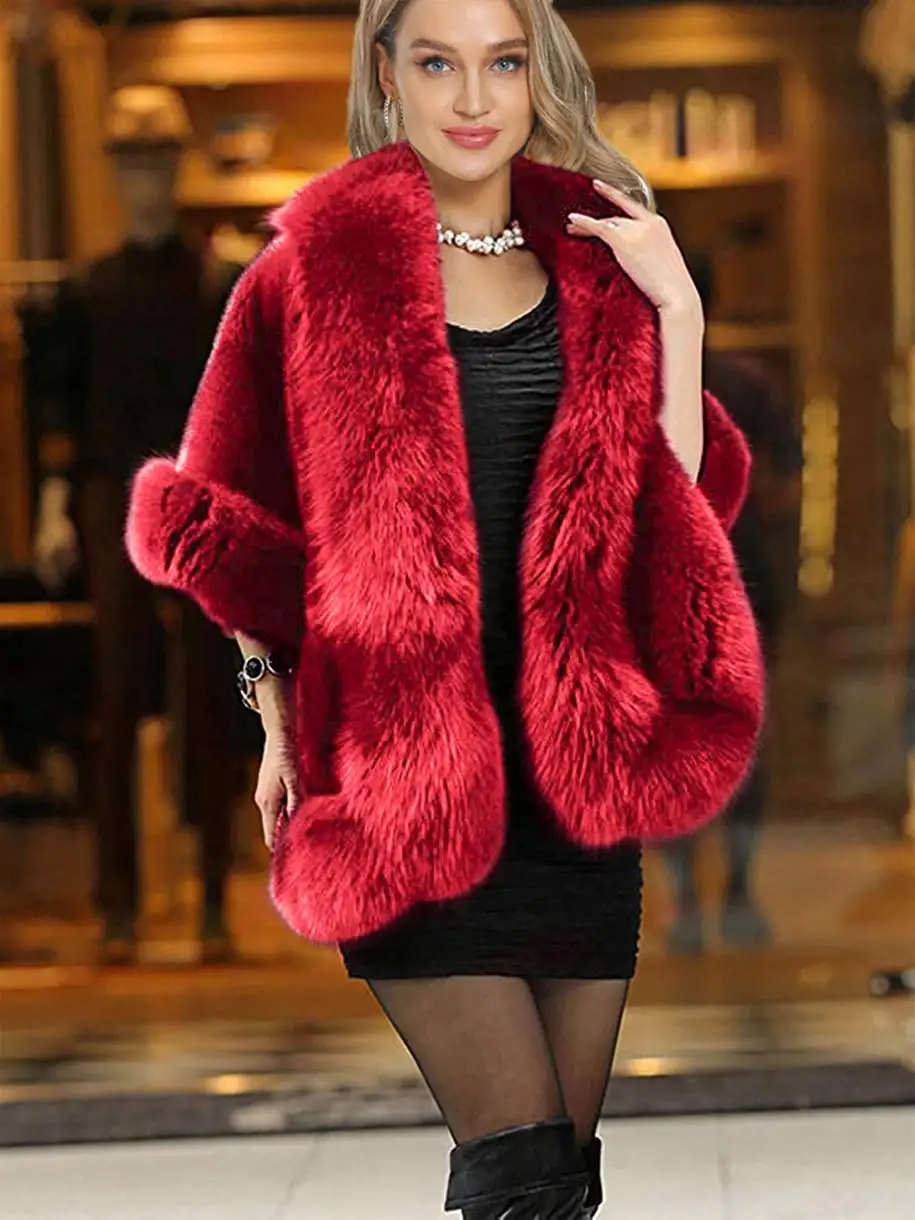 New Women's Faux Fur Coat Fashion Comfortable Warm Casual Fur Cape Coat High Quality Faux Fox Fur Coat For Women