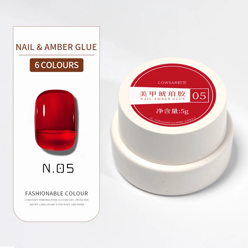 5g/Jar Melard Color Nail Art Glue Amber Effect Painting Gel Nail Polish Semi Permanent Glue For Nail Art Design Manicure Charms