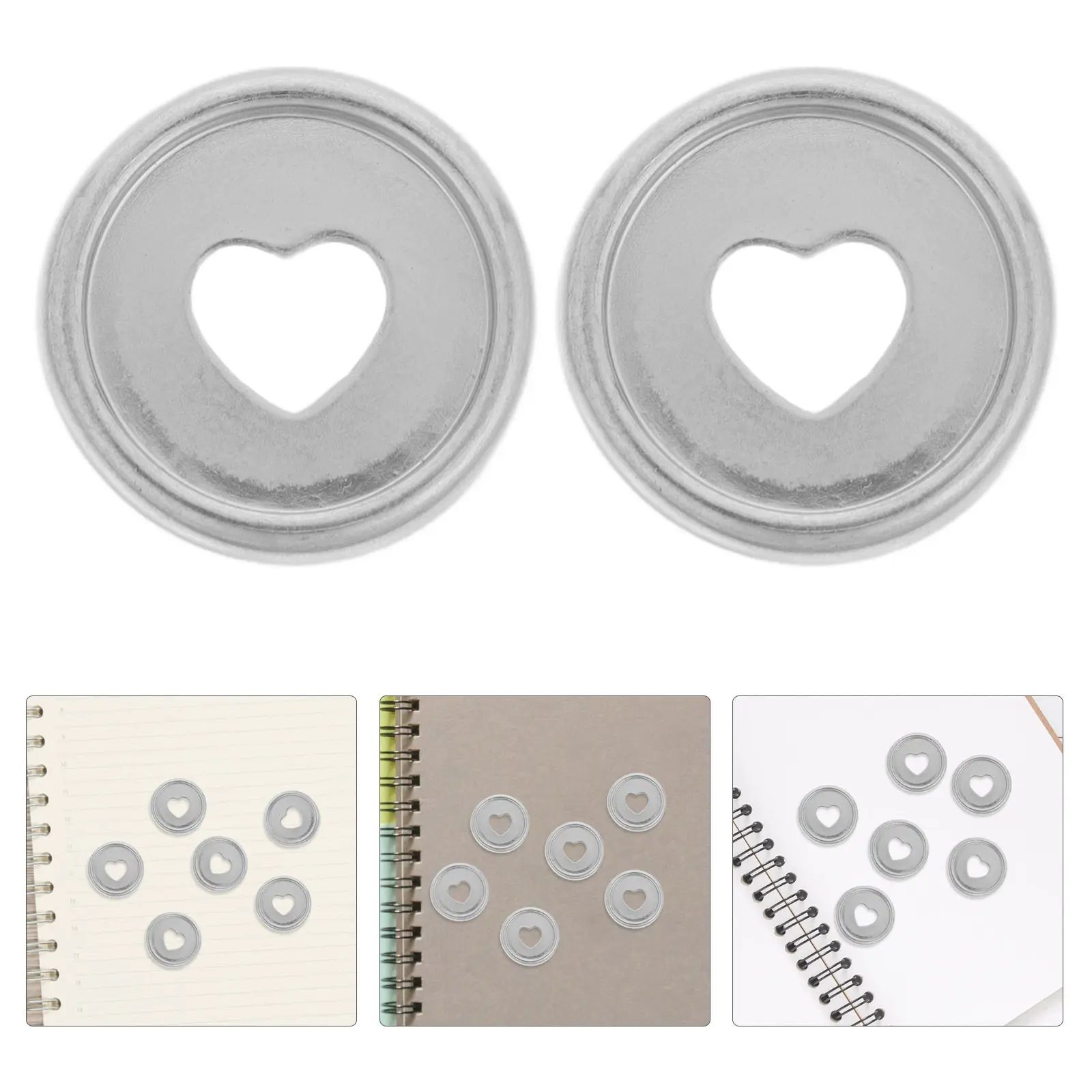 50個入り-ハート型-プラスチック製-リングディスク-シルバーメッキ加工-丸型-バインダーリング-プランナー用-拡張リング-スクラップブッキング用