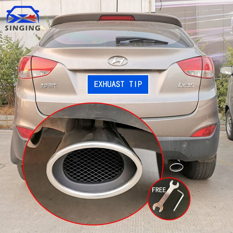 

accesorios Car Exhaust Tip Stainless Steel Carbon Firber Pipe Chrome Tail Muffler Accessories Decorative pipe For ix35 hyundai