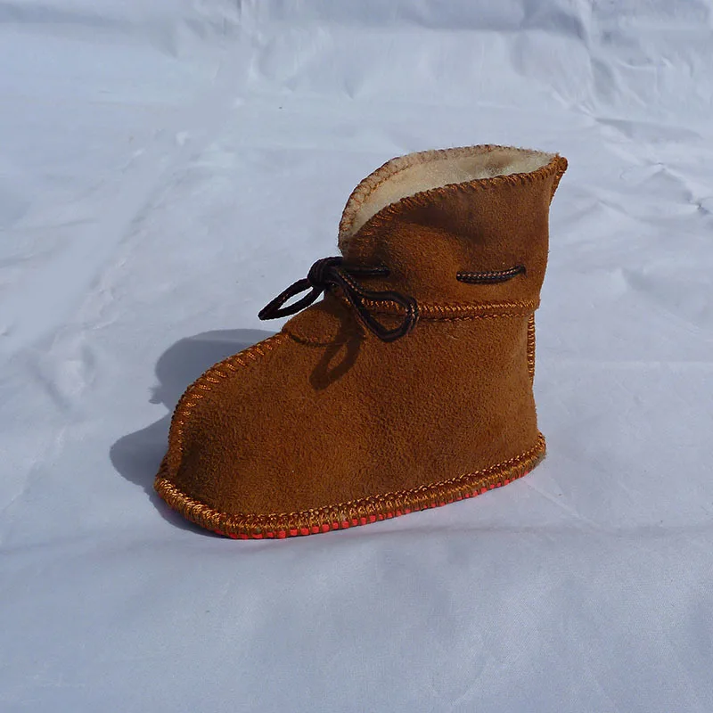 Girls Wool Sheepskin Boots Children Winter Fur Shoes Kids Boy Velvet Snow Boots Infant Baby Toddler Leather Furry Boots Footwear