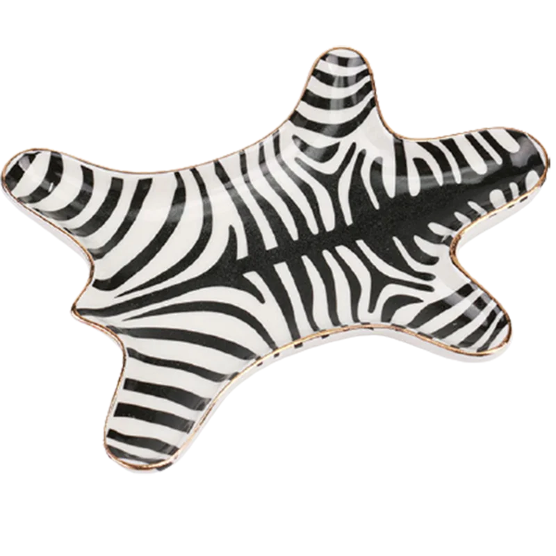 

Nordic Creative Tiger Skin Pattern Ceramic Jewelry Plate Leopard Decorative Plate Ring Storage Pot Snack Dish