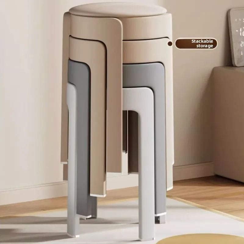 Dining stool can be stacked soft bag round stool thickened plastic high bench living room dining room simple stool