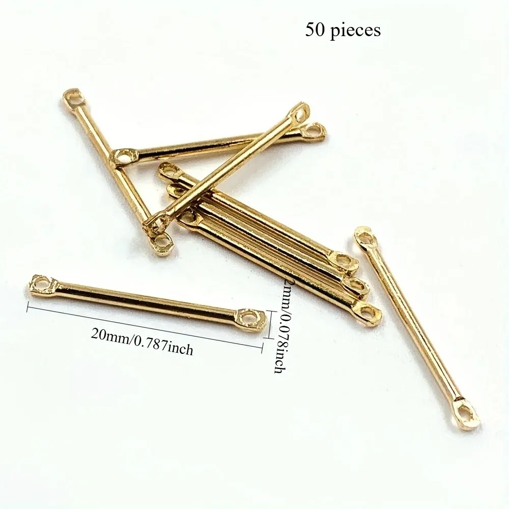 50 قطعة وصلات شريطية فارغة لصنع المجوهرات - موصلات معدنية مستطيلة من الفضة والذهب والروديوم (سوار، وصلات قلادة) #6