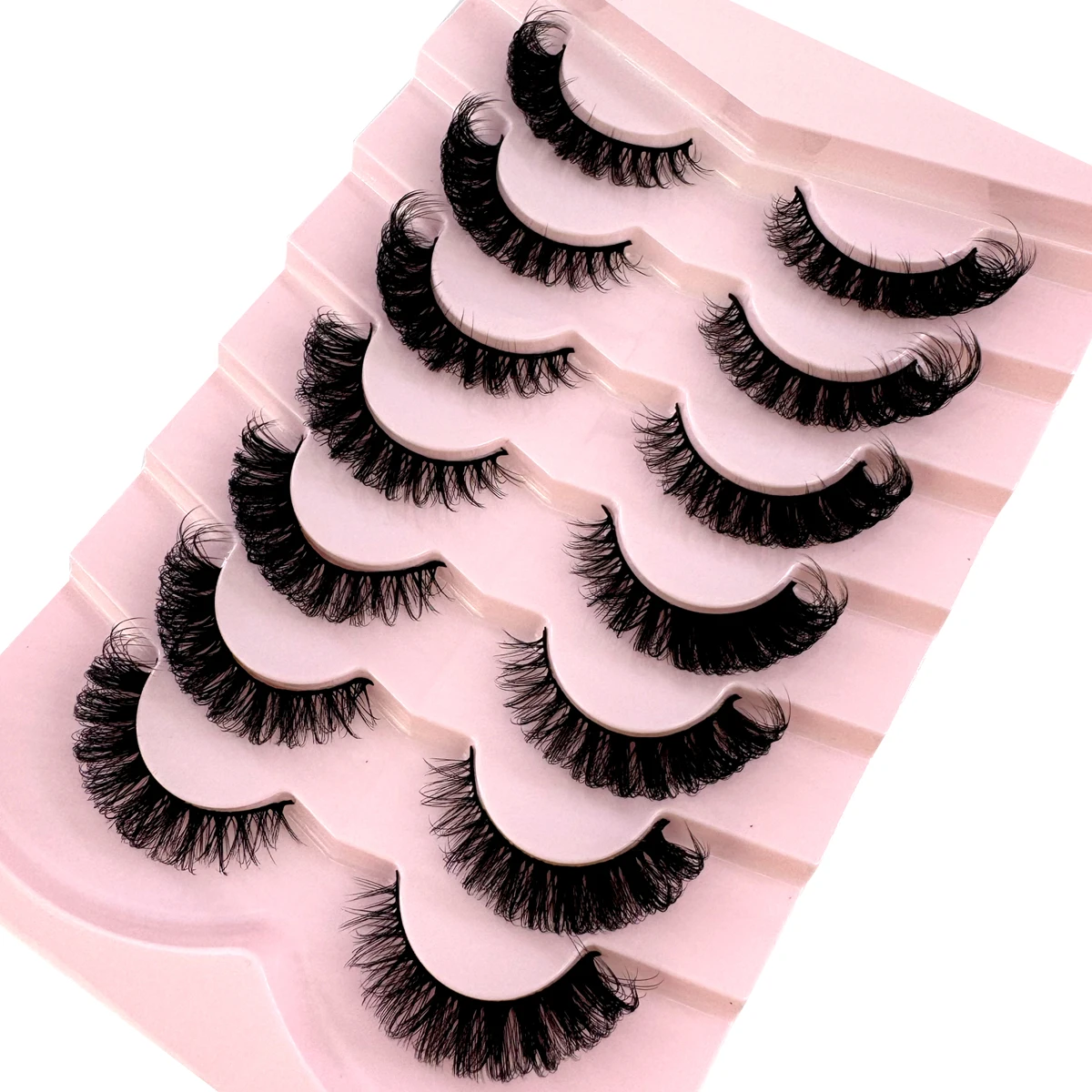 MKYDCG New 7Pairs Faux Mink Eyelashes Handmade False Eyelashes Natural Nude Makeup Simulation Cross Messy Eye 3D Curly Eyelashes