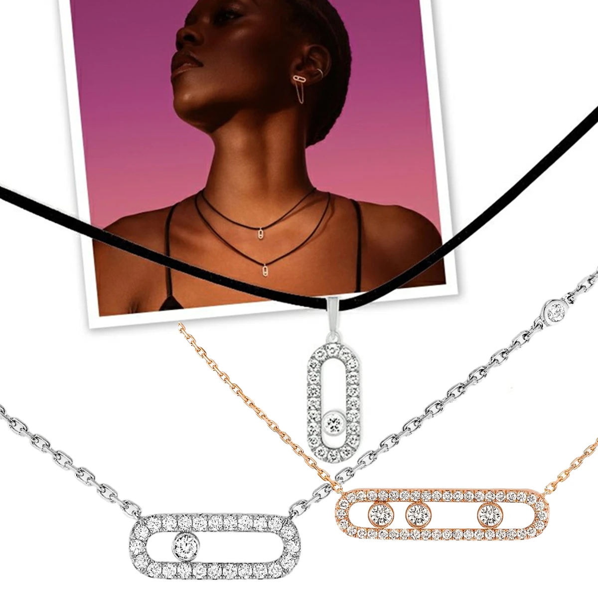 Classic move uno series necklace 925 silver luxury jewelry fashion exquisite sliding beads necklace 1:1 with logo bijoux luxe