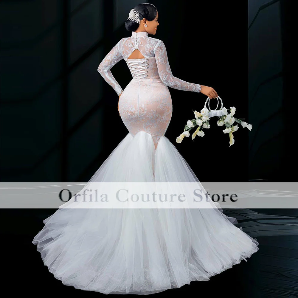 Elegant Wedding Dresses Long Sleeves High Neck Civil Bridal Gowns Brides Second Dress Vestidos Elegantes Customized