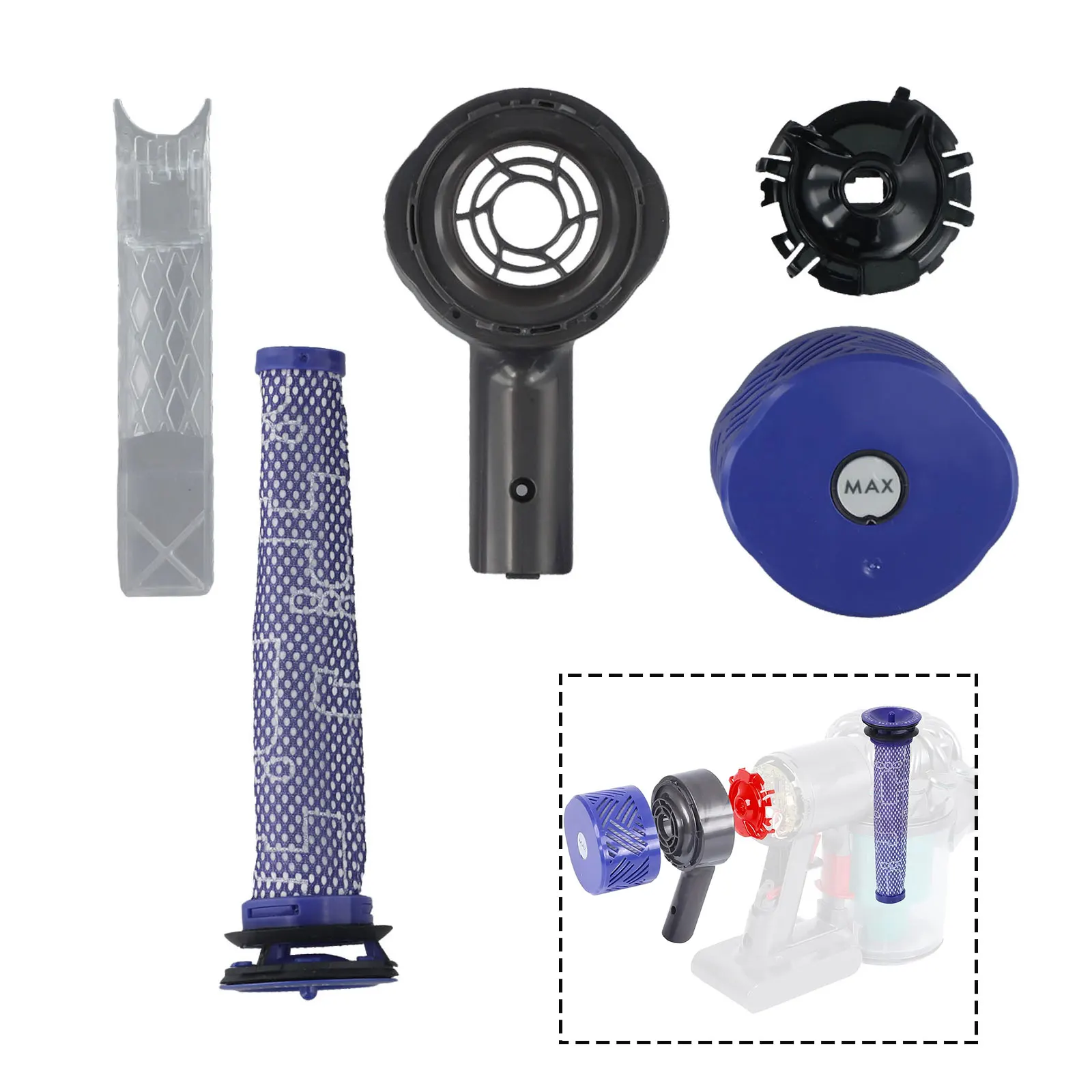 Motor Rear Cover + Pre & Post Filter Replacement Set For Dyson V6 DC58 DC59 Vacuum Cleaner Household Cleaning Attachment