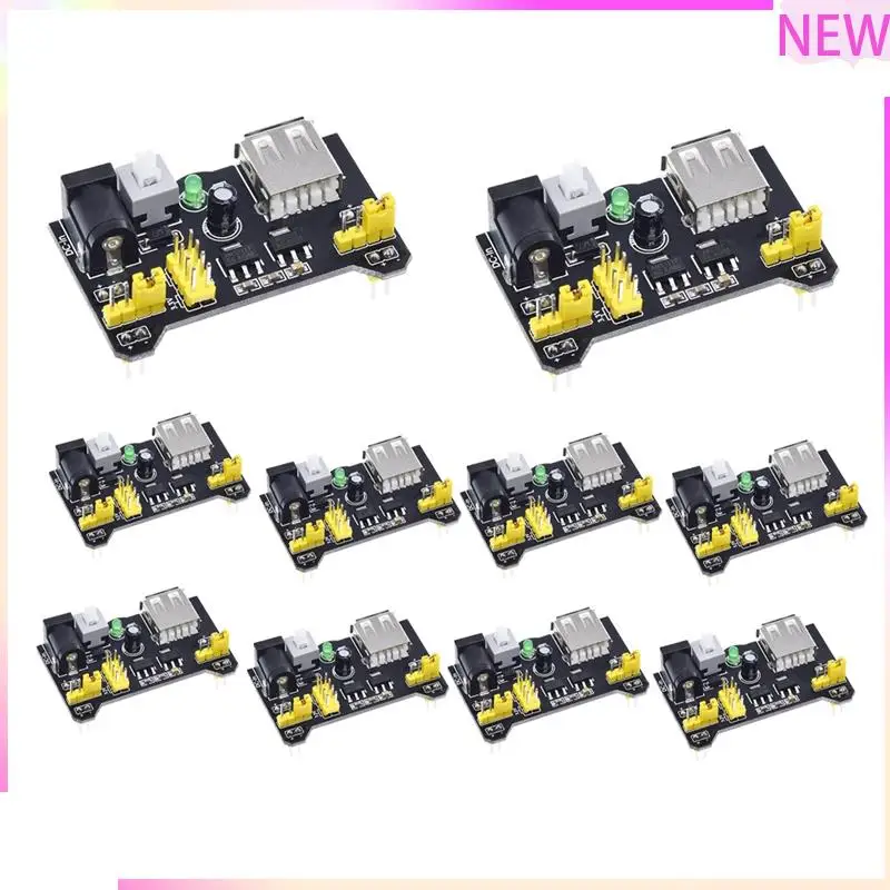 B27B 10 Uds para MB102 Kit de módulo de fuente de alimentación de placa de pruebas 2 vías 3,3 V 5V para Kit de juego de módulo de placa de pruebas MB102