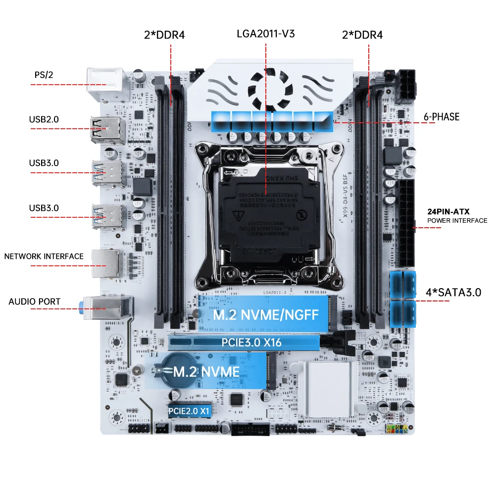 طقم اللوحة الأم SOYO X99 C612 مع وحدة المعالجة المركزية E5 2650 V4 وDDR4 8GBx2 2133MHz RAM M.2 NVME PCIE3.0x16 SATA3.0 للكمبيوتر المكتبي