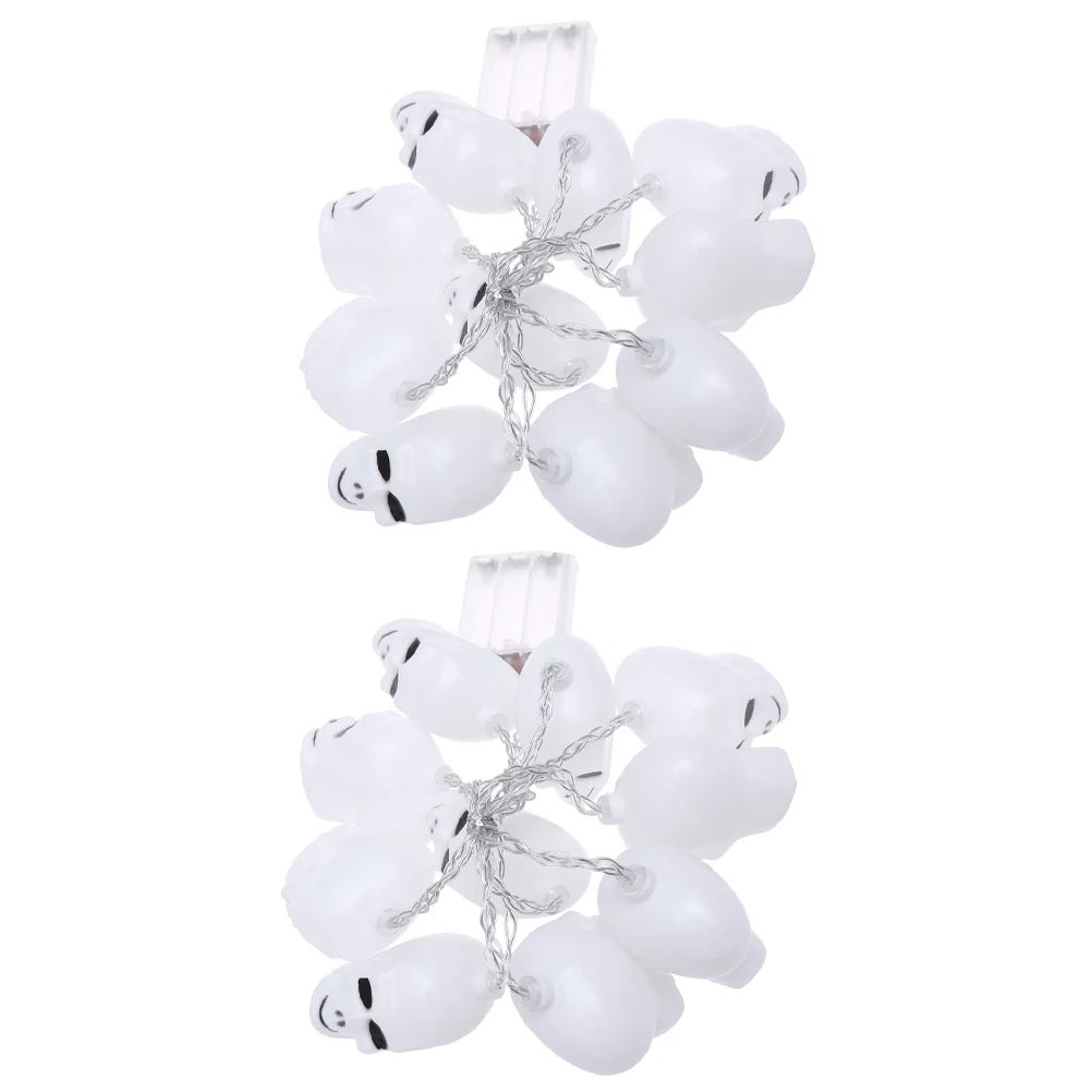 

2pcs Halloween Led String Lights Creative Skull Lamp Party Decorations Lights Holiday Garden Indoor Outdoor White