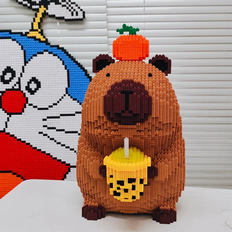 Juego de pareja de Capibala de gran tamaño, rompecabezas de dibujos animados para niños, bloques de construcción, juguete de ladrillo de partículas pequeñas, regalo de cumpleaños para niños y adultos