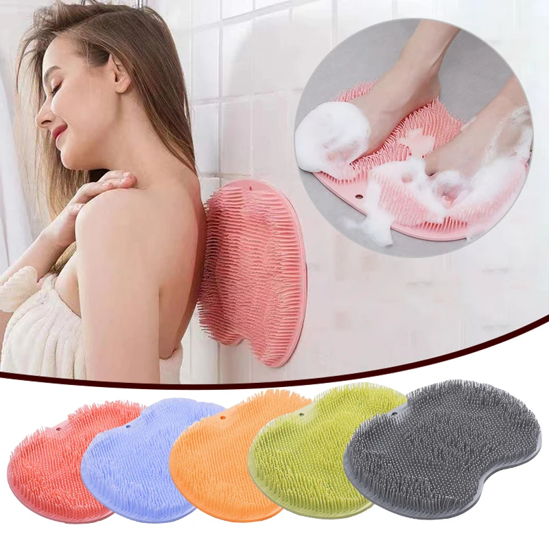 Bathing Tool Exfoliating Shower Massage Scraper Bathroom Non-slip Bath Mat Back Massage Brush Silicone Foot Wash Body Cleaning