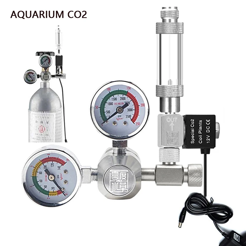 

Комплект для аквариумной системы CO2: Регулятор давления CO2 AC100-240V, счетчик пузырьков, электромагнитный клапан, система реакции CO2 для рыб, редукционный клапан CO2
