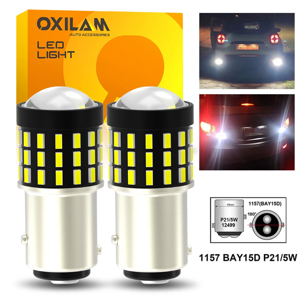 

2Pcs 1157 P21/5W LED Bulb BAY15D LED Canbus Error Free Stop Brake Lights Backup Daytime Running Light DRL With HD Projector Lens