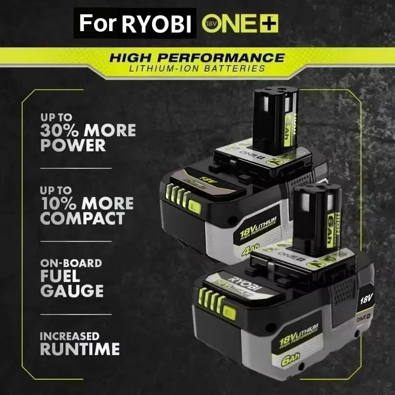 ForRYOBI ONE+ high-performance lithium battery 18V no memory effect, low self discharge, suitable for all ONE+tools P104,P107